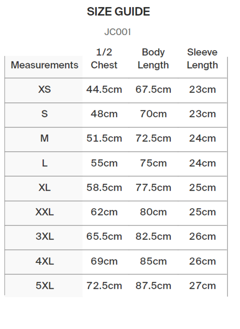 Colton CC - LONG SLEEVE T-SHIRT -Navy - Size Guide
