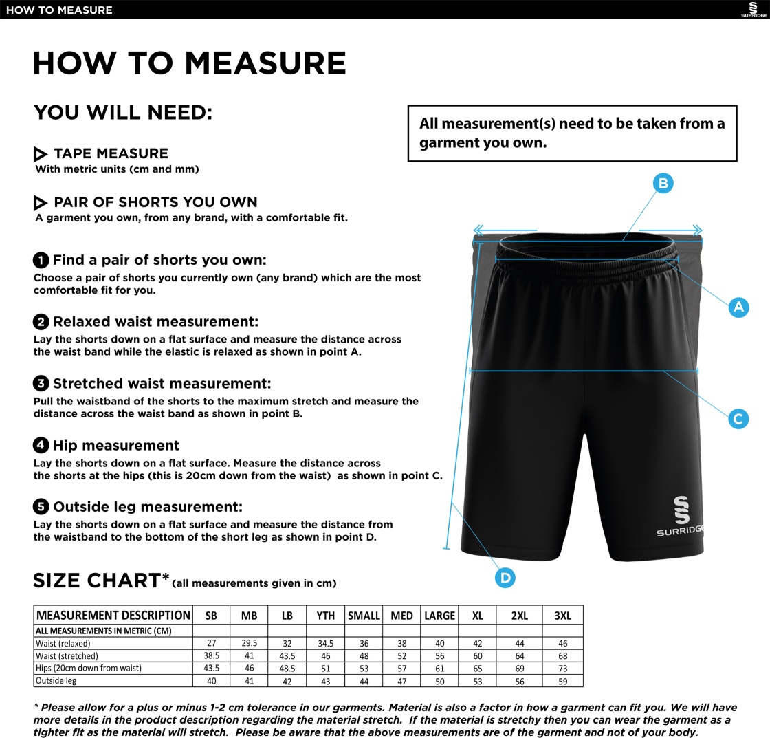 Colton CC - Blade Training Shorts - Unisex - Size Guide